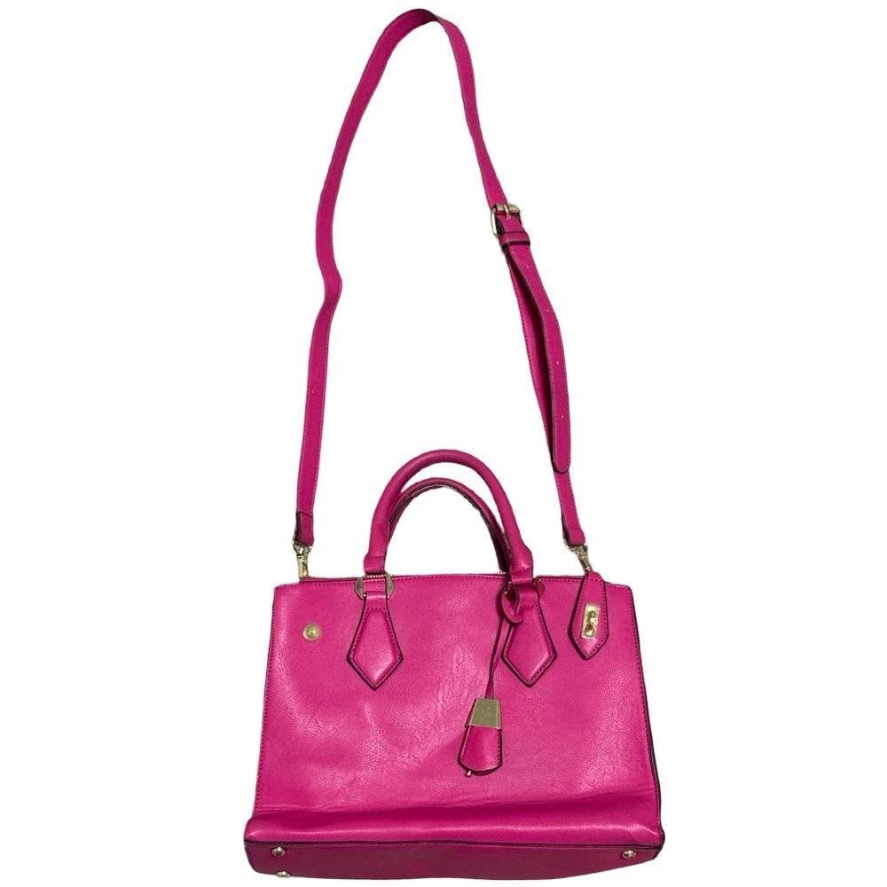 Charming Charlie Hot Pink Structured Tote Crossbody Bag